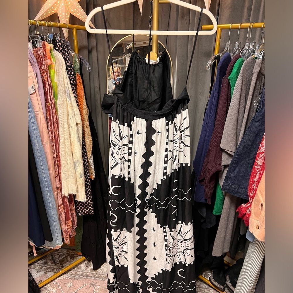 Anthropologie Tigre Indigo Celestial Print Halter Neck Maxi Dress - Picture 8 of 12